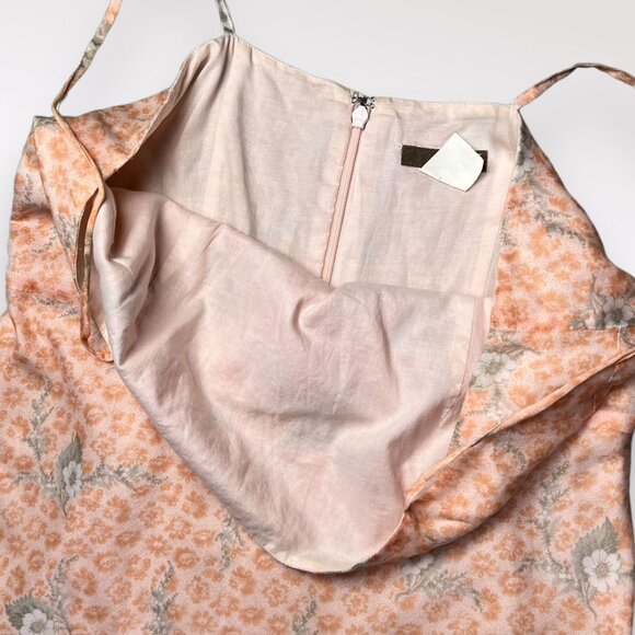 J.Crew Slip Dress Midi Spaghetti Straps Orange Floral Cotton Size 6 - Picture 8 of 10